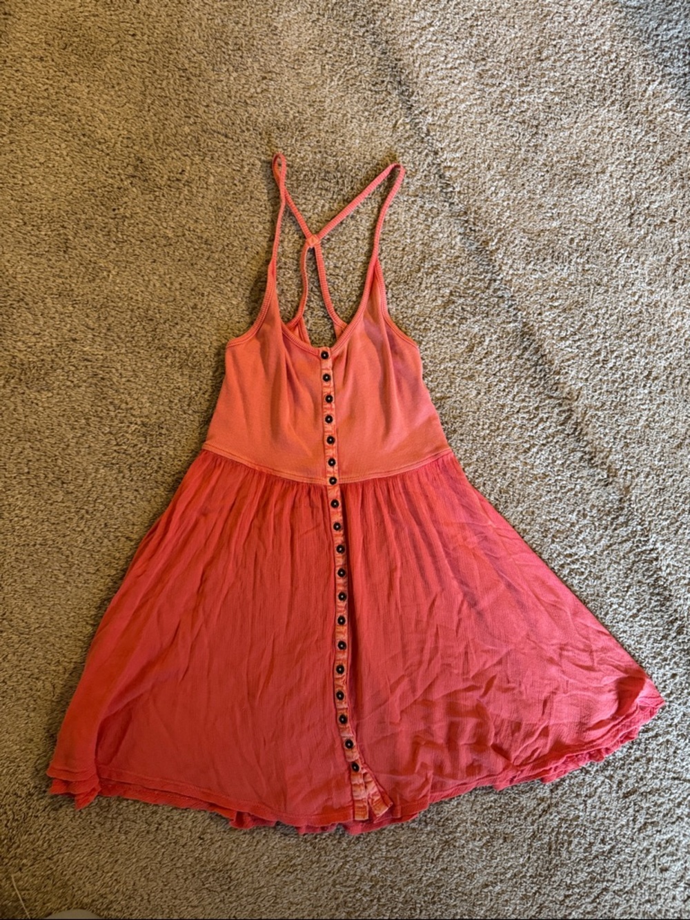 Ecote Coral Pink Button-Front Sundress
